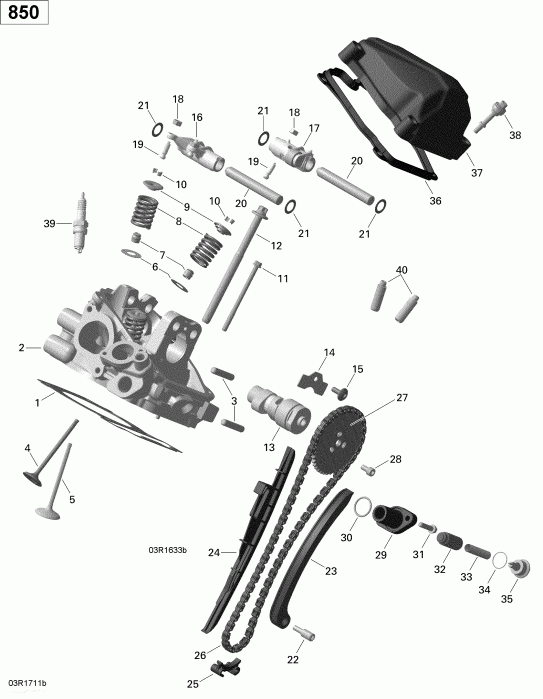 ATV Bombardier Renegade 850 EFI, 2018  - Cylinder Head, Rear 850 Efi