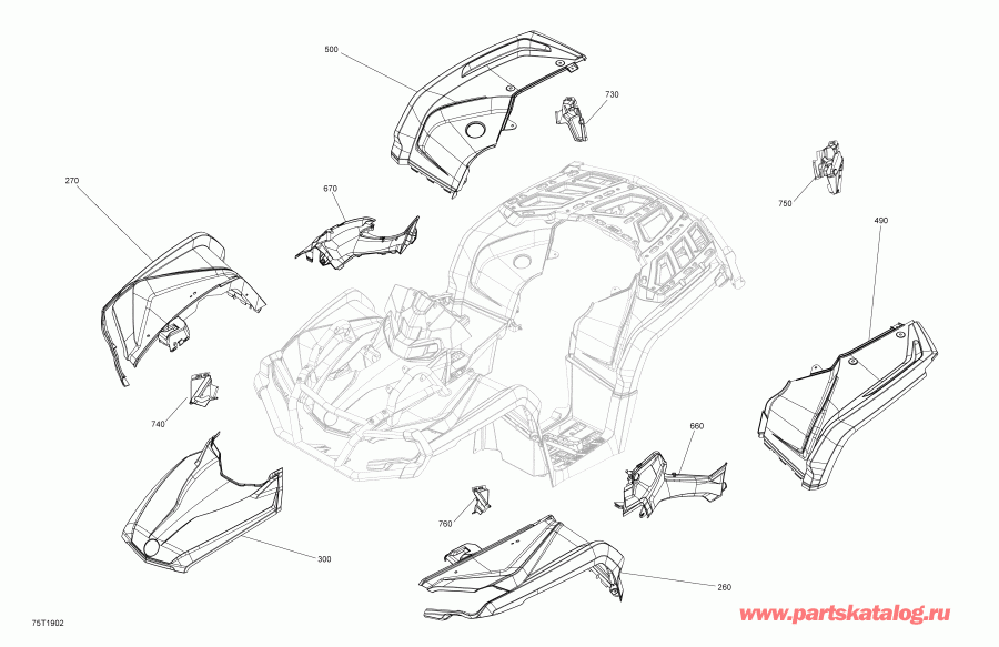   001 - Outlander 650 EFI - International - European Communities, 2019 - Fender  Central Panel Kit Outlander Package Xmr