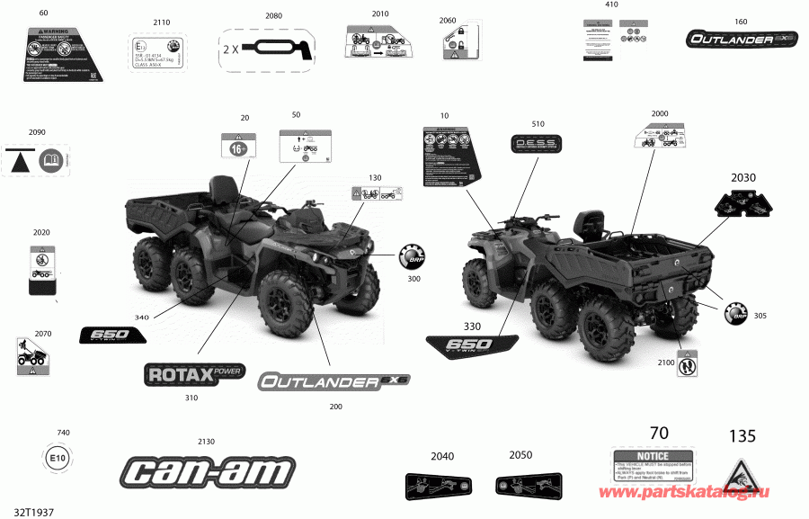 ATV Bombardier 001 - Outlander 6X6 - 650 EFI - International, 2019 -  Outlander 6x6 650 Efi Dps International