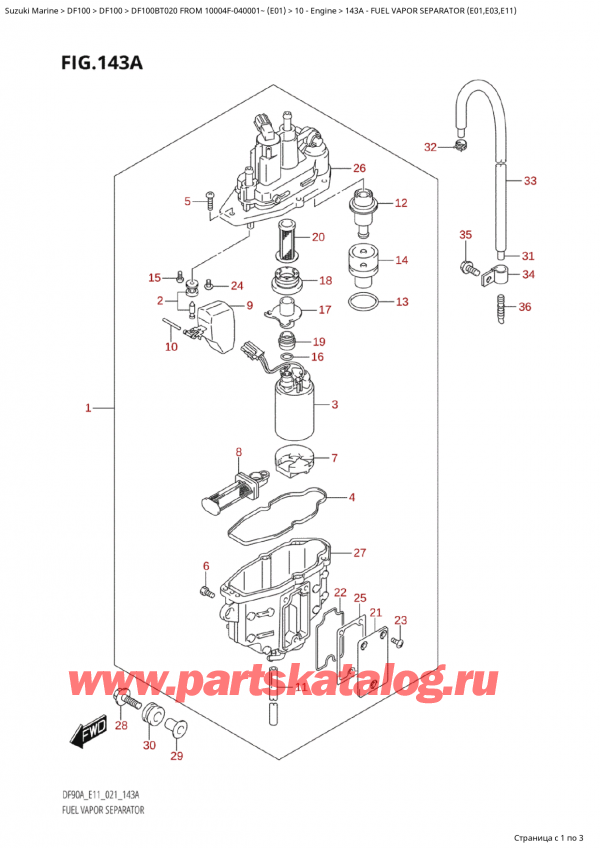   ,   , SUZUKI DF100B TL/TX FROM 10004F-040001~ (E01)  2020 , Fuel Vapor  Separator (E01,E03,E11)