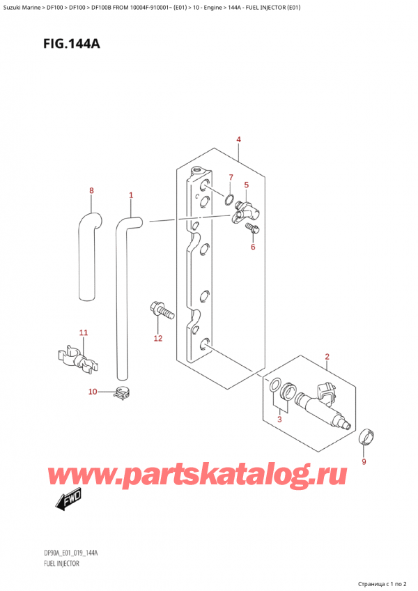   , , Suzuki Suzuki DF100B TL / TX FROM 10004F-910001~  (E01 019)  2019 ,   (E01) / Fuel Injector (E01)