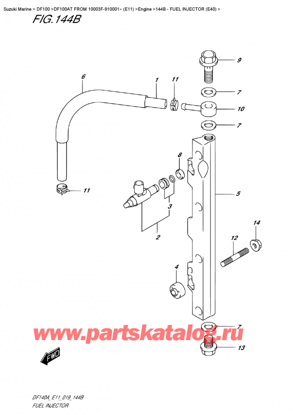  ,   , Suzuki DF100A TL FROM 10003F-910001~ (E11), Fuel  Injector  (E40)