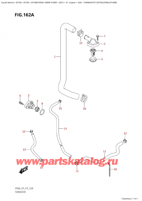   ,    , SUZUKI Suzuki DF100B TL / TX FROM 10004F-910001~  (E01 019), Thermostat - 