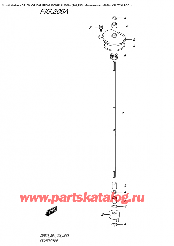  , , SUZUKI DF100B TL/TX FROM 10004F-810001~ (E01), Clutch Rod -  