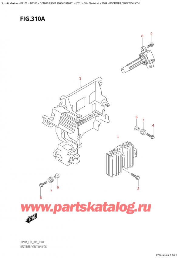   ,   , Suzuki Suzuki DF100B TL / TX FROM 10004F-910001~  (E01 019)  2019 ,  /   / Rectifier / Ignition Coil