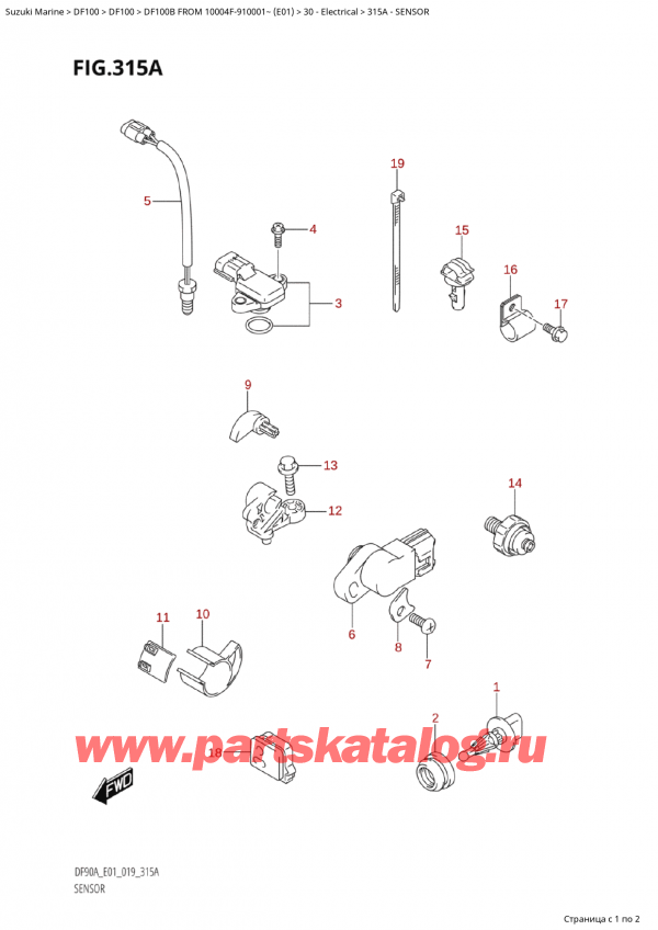  ,   , Suzuki Suzuki DF100B TL / TX FROM 10004F-910001~  (E01 019)  2019 , Sensor / 