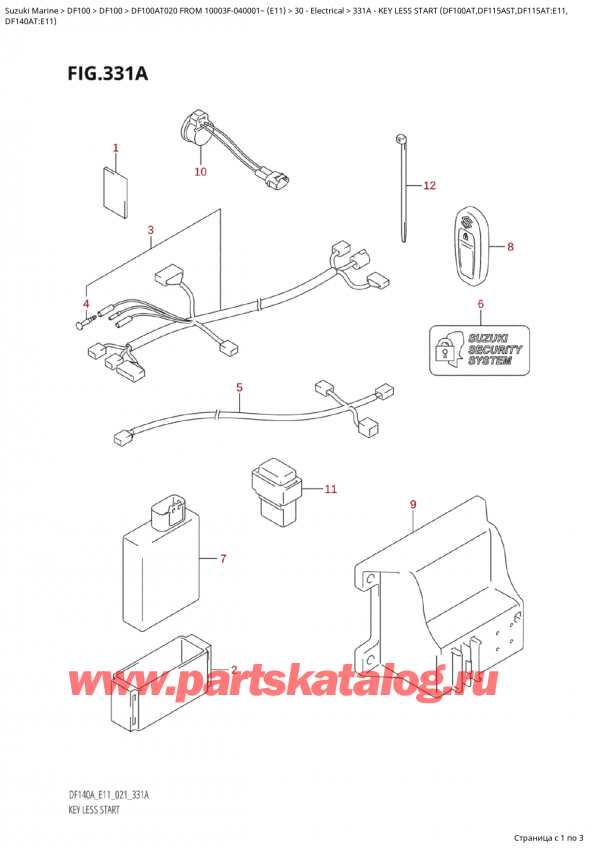  ,   , Suzuki Suzuki DF100A TL FROM 10003F-040001~  (E01 020), Key  Less  Start  (Df100At,Df115Ast,Df115At:e11, -  Less Start (Df100At, Df115Ast, Df115At: e11,