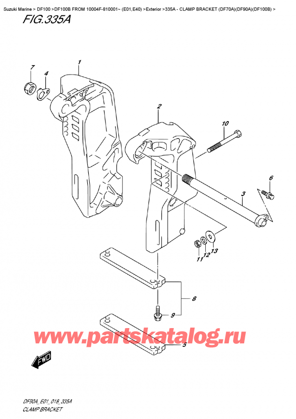  ,    , Suzuki DF100B TL/TX FROM 10004F-810001~ (E01)  2018 , Clamp Bracket  (Df70A)(Df90A)(Df100B)