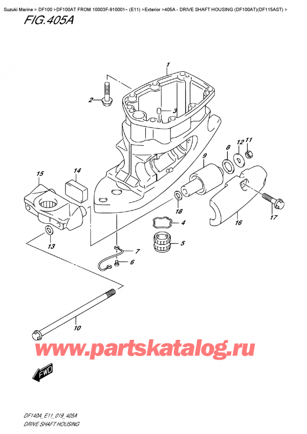   ,   , SUZUKI DF100A TL FROM 10003F-910001~ (E11),    (Df100At) (Df115Ast) - Drive  Shaft Housing  (Df100At)(Df115Ast)