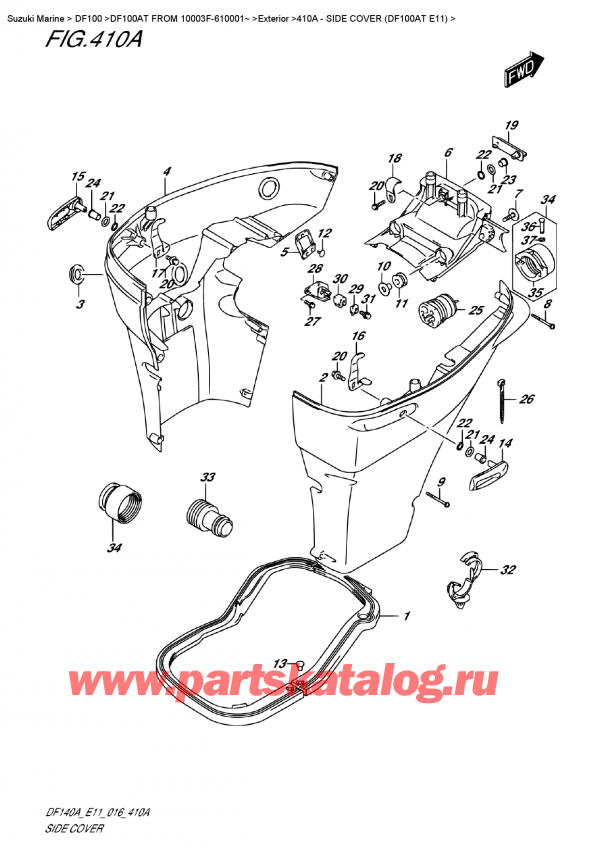   ,   , Suzuki DF100AT   FROM 10003F-610001~   2016 , Side  Cover  (Df100At  E11)