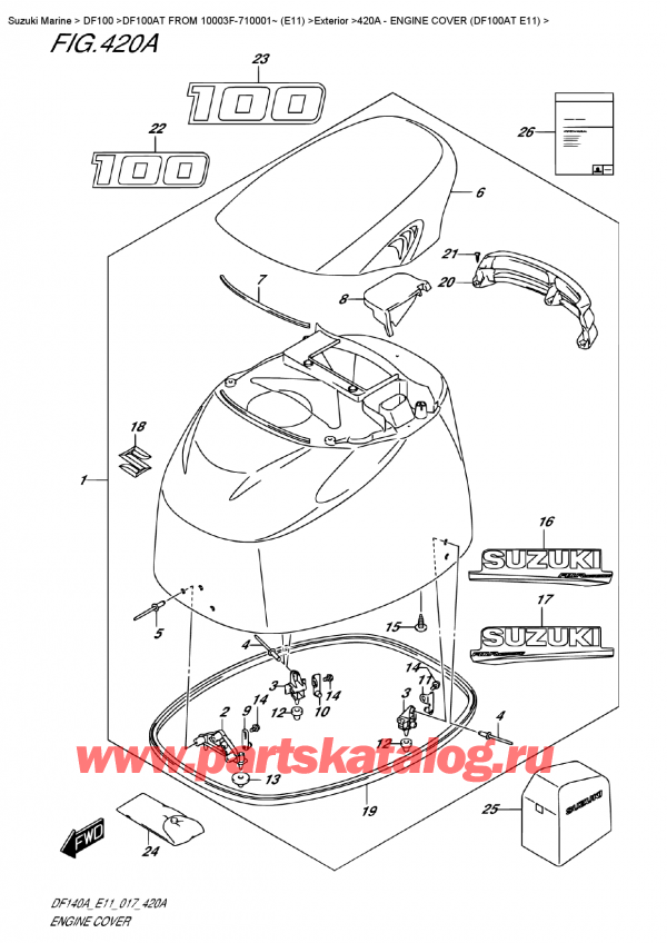   ,  , Suzuki DF100A TL FROM 10003F-710001~ (E11), Engine  Cover  (Df100At  E11)