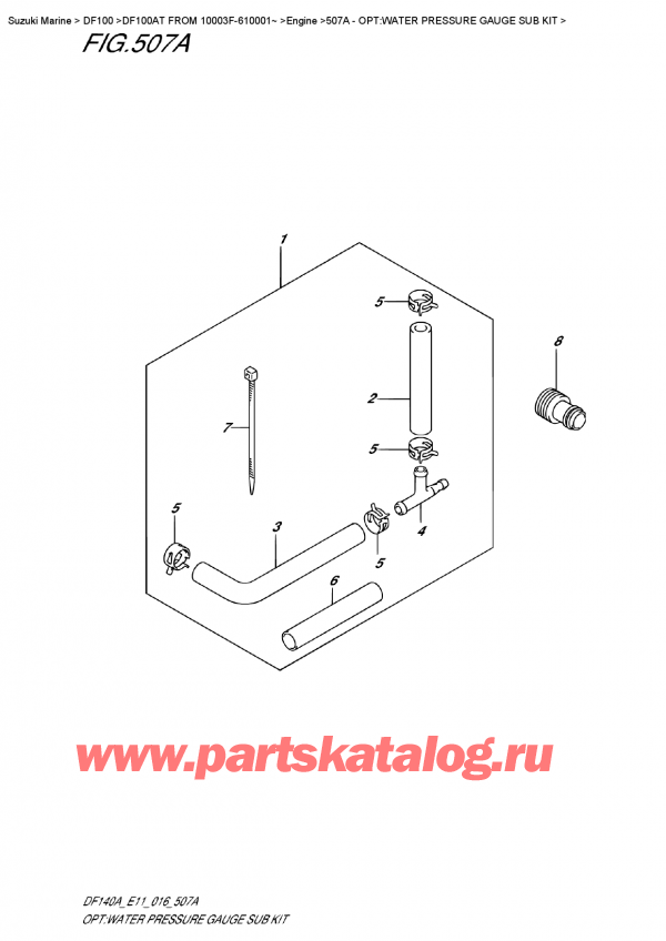   ,   , SUZUKI DF100AT   FROM 10003F-610001~ , :      - Opt:water  Pressure    Gauge  Sub  Kit