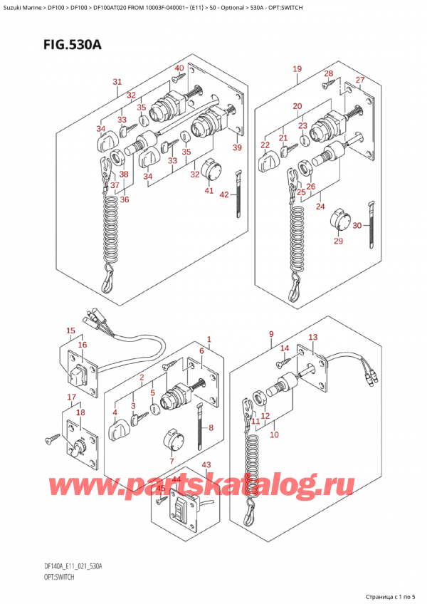  ,   , SUZUKI Suzuki DF100A TL FROM 10003F-040001~  (E01 020)  2020 , Opt:switch