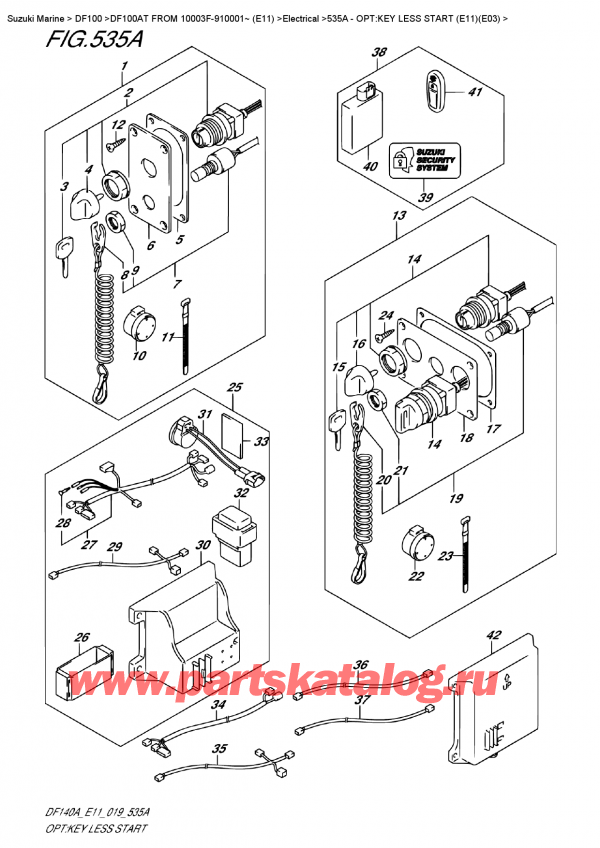  ,   , SUZUKI DF100A TL FROM 10003F-910001~ (E11), Opt:key Less  Start  (E11)(E03) - :  Less Start (E11) (E03)