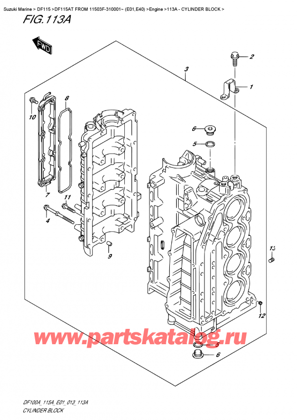 ,   , SUZUKI DF115A TL / TX FROM 11503F-310001~ (E01), Cylinder Block