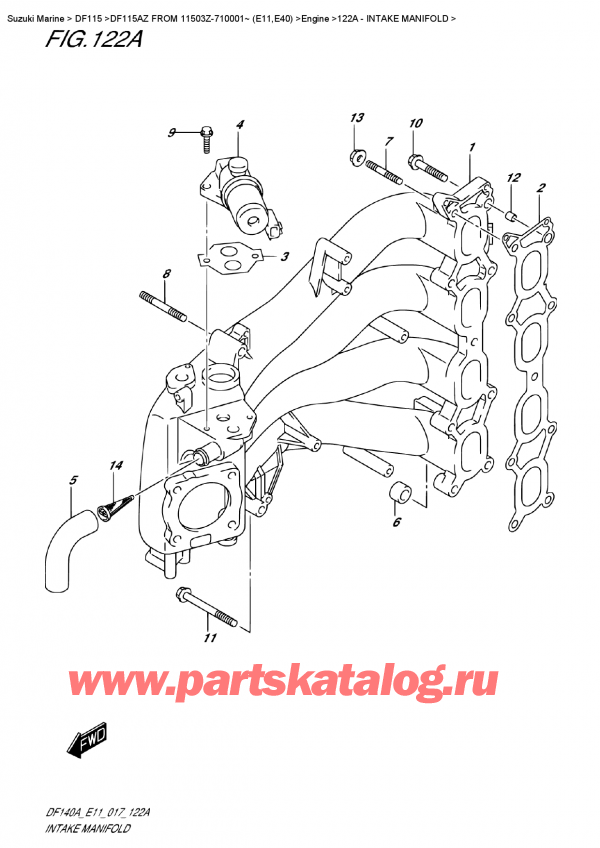   ,   , SUZUKI DF115A ZL / ZX FROM 11503Z-710001~ (E11), Intake Manifold