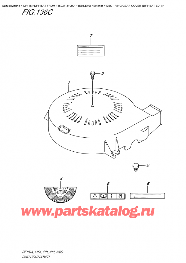  ,   , Suzuki DF115A TL / TX FROM 11503F-310001~ (E01)  2013 , Ring Gear  Cover  (Df115At  E01)