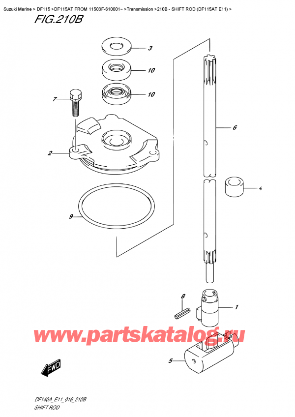 ,   , Suzuki DF115AT L/X FROM 11503F-610001~ (E11)  2016 , Shift  Rod (Df115At E11)