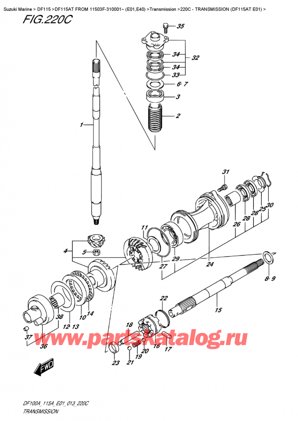   ,    ,  DF115A TL / TX FROM 11503F-310001~ (E01), Transmission  (Df115At  E01) /  (Df115At E01)