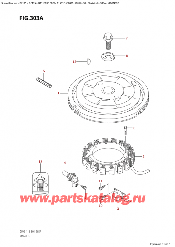  ,   , Suzuki Suzuki DF115TK6 L / X FROM 11501F-680001~ (E01) - 2006, Magneto