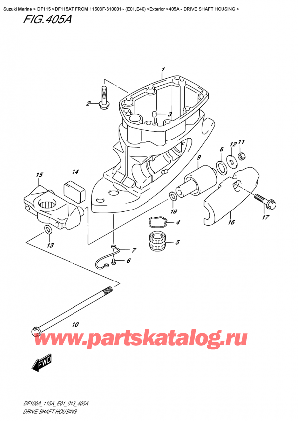   ,  , Suzuki DF115A TL / TX FROM 11503F-310001~ (E01), Drive Shaft Housing