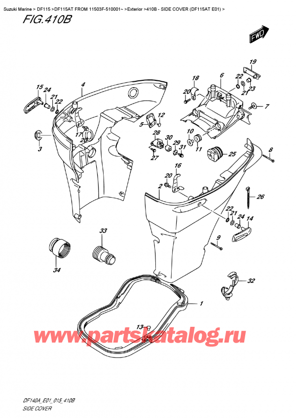  ,   , SUZUKI DF115A TL FROM 11503F-510001~ (E01),   (Df115At E01) - Side  Cover  (Df115At  E01)