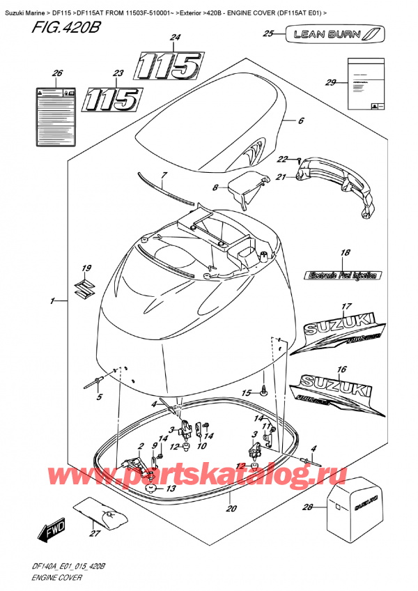  ,   , Suzuki DF115A TL FROM 11503F-510001~ (E01)  2015 ,   () (Df115At E01)