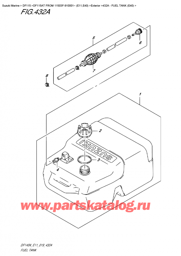 ,   , Suzuki DF115A TL / TX FROM 11503F-910001~ (E11), Fuel Tank  (E40)