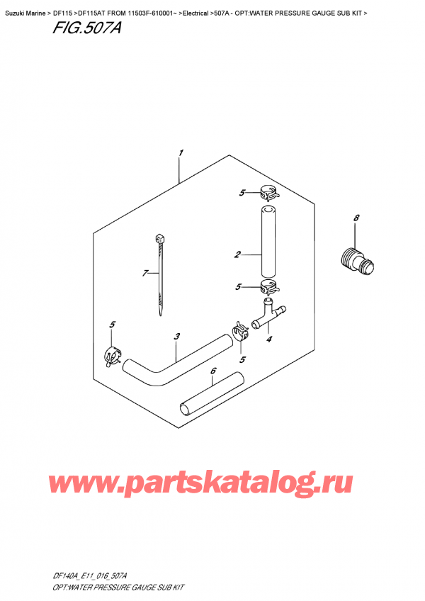  ,   ,  DF115AT L/X FROM 11503F-610001~ (E11)  2016 , Opt:water  Pressure    Gauge  Sub  Kit