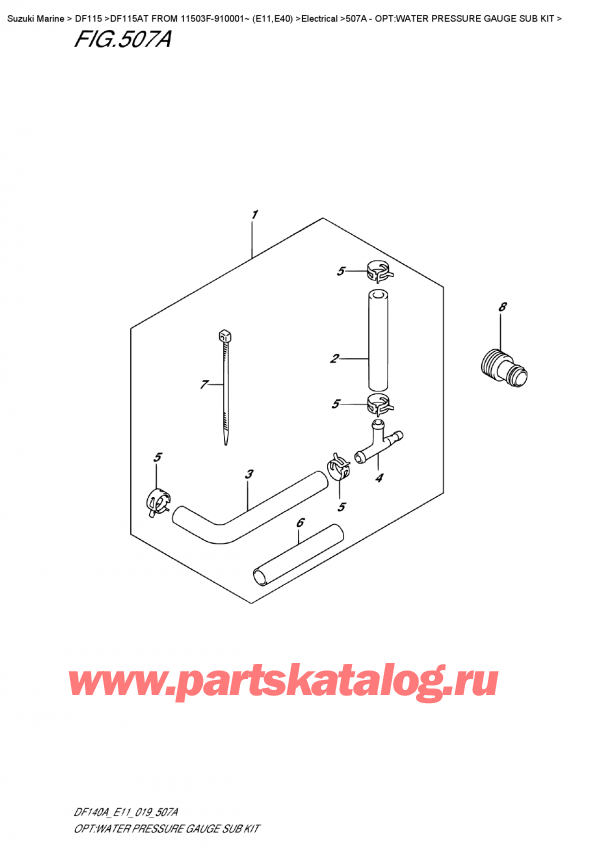   ,   , Suzuki DF115A TL / TX FROM 11503F-910001~ (E11)  2019 , Opt:water   Pressure  Gauge  Sub  Kit / :     