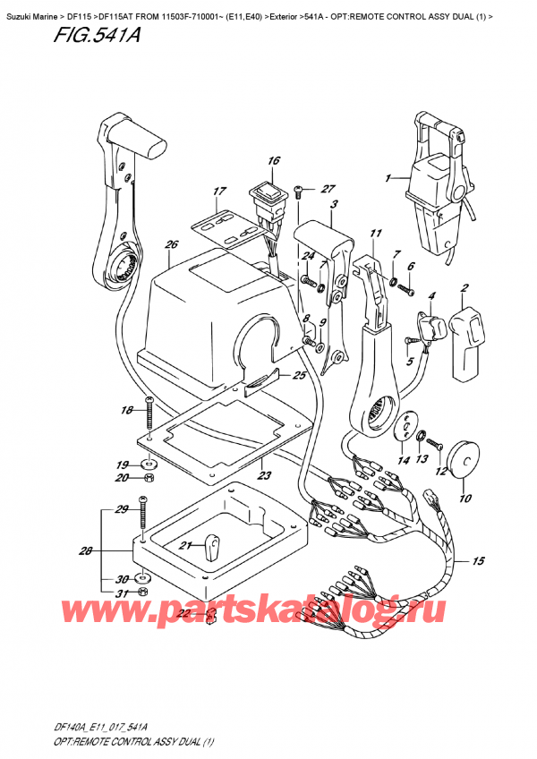  ,   , Suzuki DF115A TL / TX FROM 11503F-710001~ (E11), Opt:remote  Control  Assy  Dual  (1)