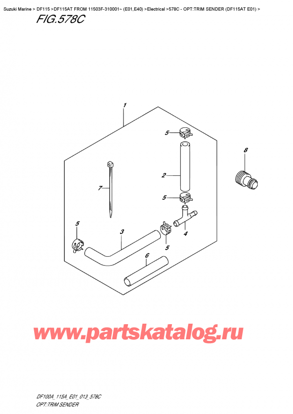  ,   , Suzuki DF115A TL / TX FROM 11503F-310001~ (E01)  2013 , Opt:trim Sender  (Df115At  E01)