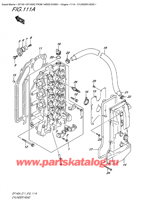   ,   , Suzuki DF140A ZL / ZX FROM 14003Z-610001~ (E11)  2016 , Cylinder  Head