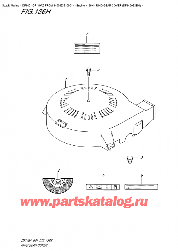  ,    , Suzuki DF140A ZL / ZX FROM 14003Z-510001~   2015 , Ring  Gear  Cover (Df140Az  E01)