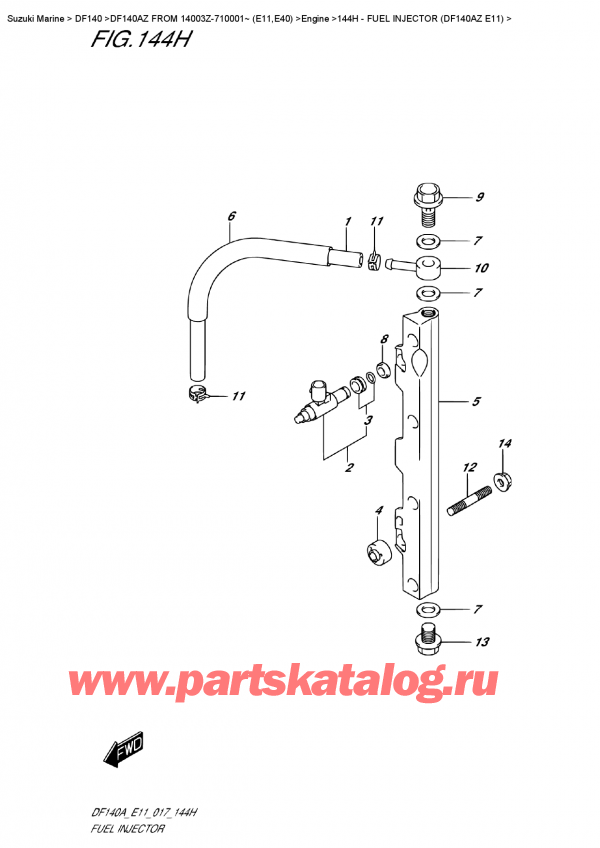  ,   , SUZUKI DF140A ZL / ZX FROM 14003Z-710001~ (E11),   (Df140Az E11) - Fuel Injector  (Df140Az  E11)