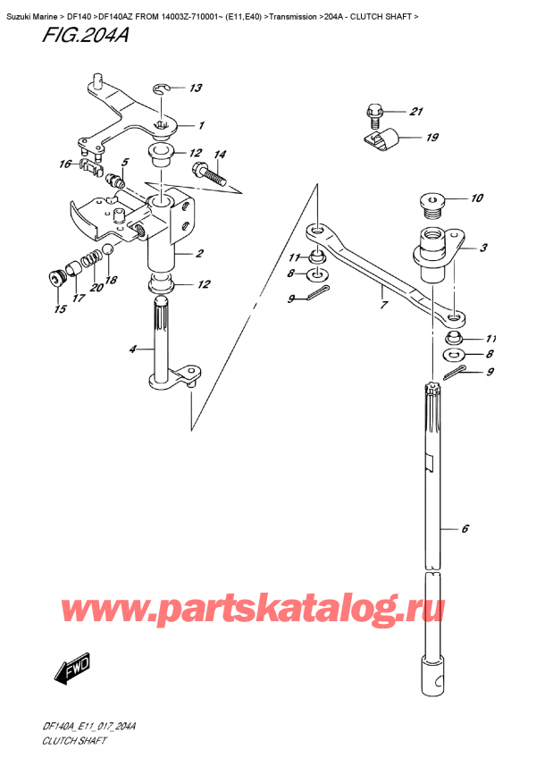  ,    , Suzuki DF140A ZL / ZX FROM 14003Z-710001~ (E11), Clutch Shaft