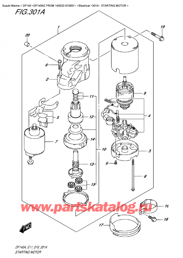   ,   , Suzuki DF140A ZL / ZX FROM 14003Z-610001~ (E11)  2016 ,   - Starting  Motor