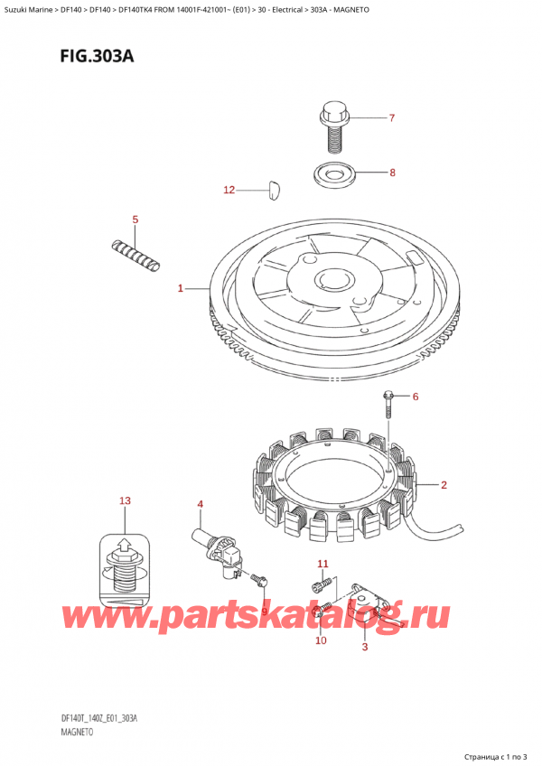  ,   , Suzuki Suzuki DF140TK4 X/XX FROM 14001F-421001~ (E01), Magneto