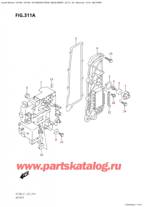  ,   , Suzuki Suzuki DF140A ZL / ZX FROM 14003Z-040001~  (E01 020)  2020 ,  - Rectifier