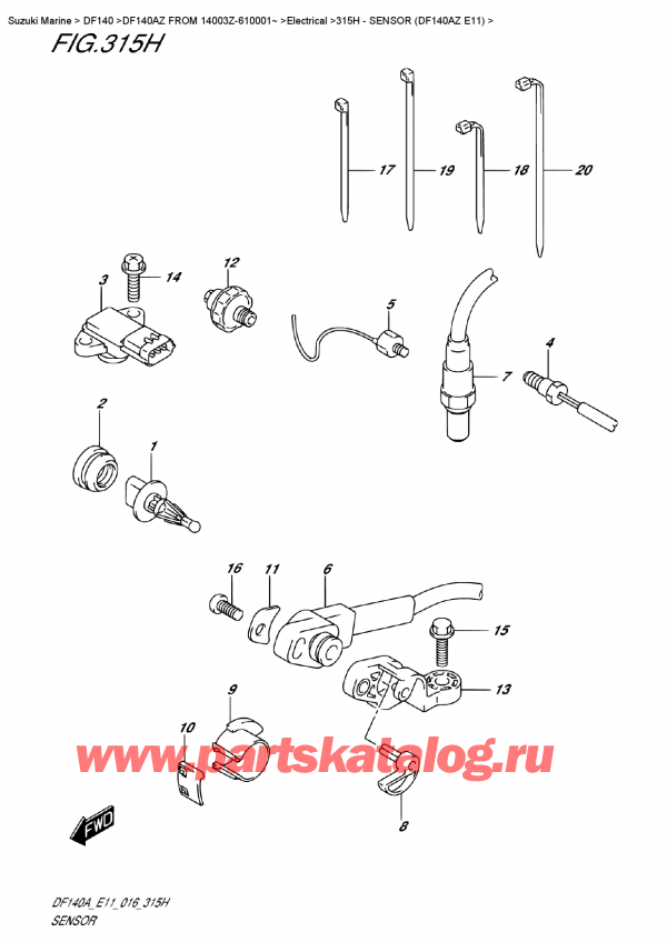  ,   ,  DF140A ZL / ZX FROM 14003Z-610001~ (E11), Sensor  (Df140Az E11)