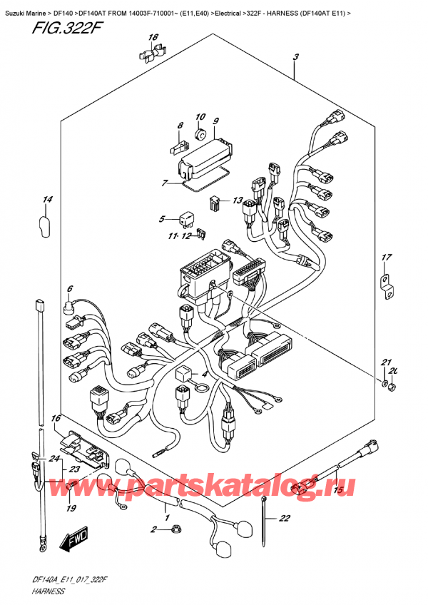  ,   , Suzuki DF140A TL/TX FROM 14003F-710001~ (E11)  2017 ,   (Df140At E11) / Harness  (Df140At  E11)