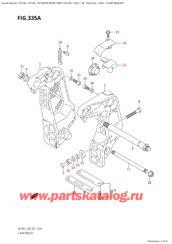   ,   , Suzuki Suzuki DF140TK4 X/XX FROM 14001F-421001~ (E01),   / Clamp Bracket