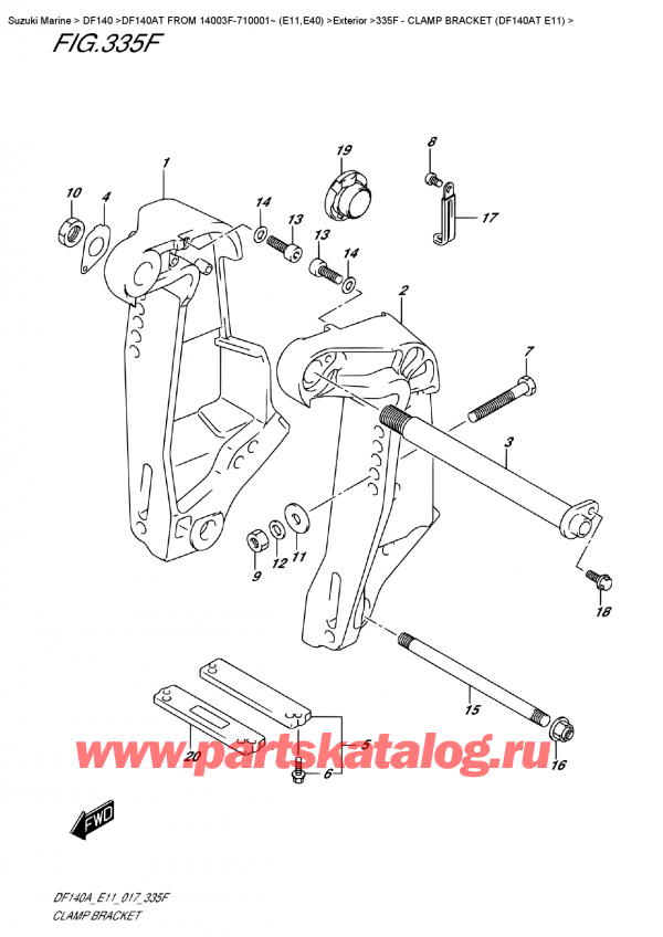  ,   , Suzuki DF140A TL/TX FROM 14003F-710001~ (E11)  2017 , Clamp Bracket  (Df140At  E11)