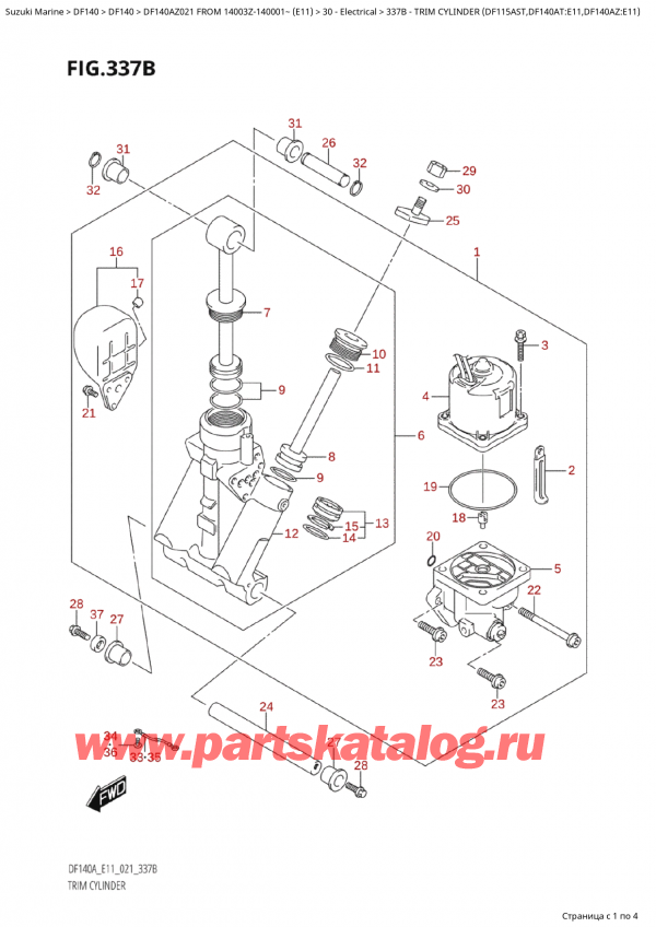  ,   , Suzuki Suzuki DF140A ZL / ZL FROM 14003Z-140001~  (E11 021)  2021 , Trim Cylinder (Df115Ast,Df140At:e11,Df140Az:e11)