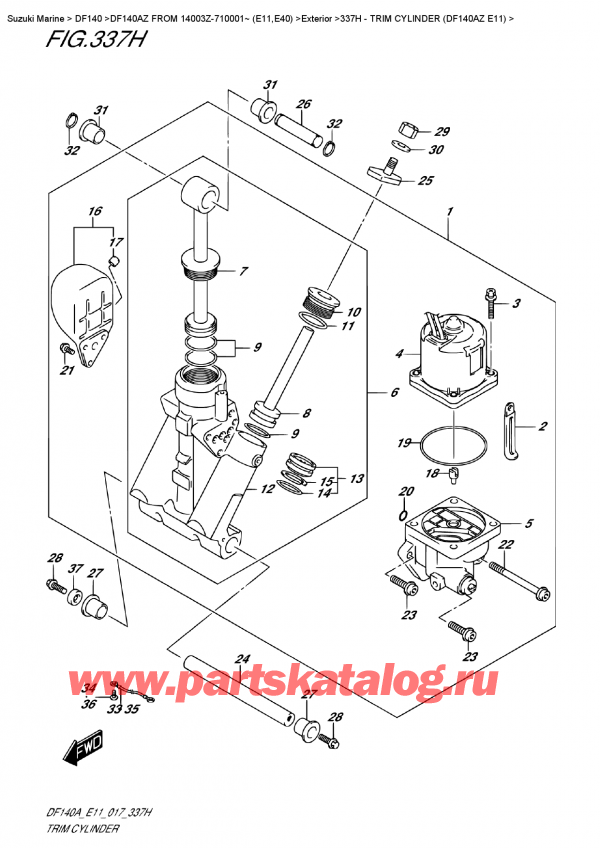   ,    , Suzuki DF140A ZL / ZX FROM 14003Z-710001~ (E11), Trim Cylinder  (Df140Az  E11)