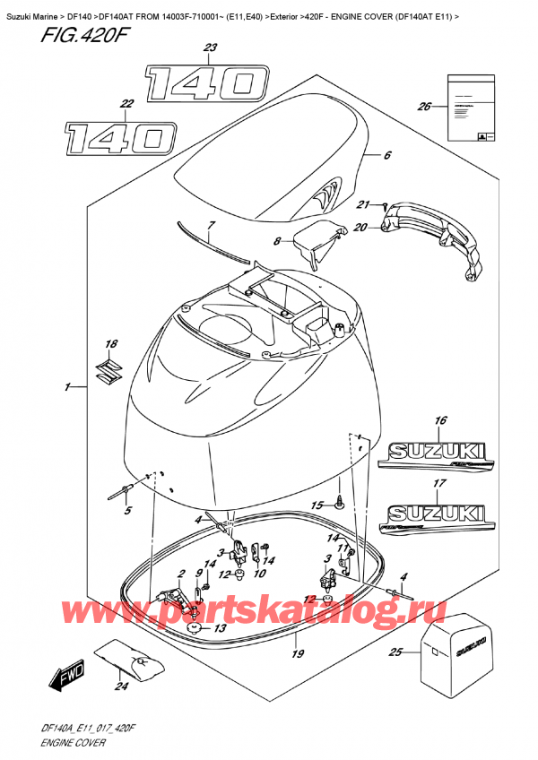   ,    , Suzuki DF140A TL/TX FROM 14003F-710001~ (E11), Engine Cover  (Df140At  E11)