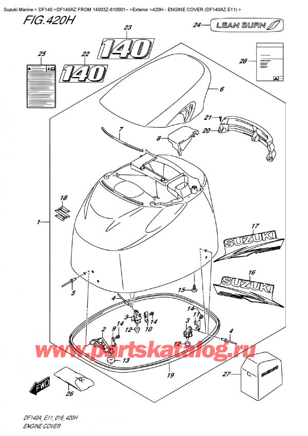   ,   , Suzuki DF140A ZL / ZX FROM 14003Z-610001~ (E11)  2016 ,   () (Df140Az E11) / Engine  Cover (Df140Az  E11)