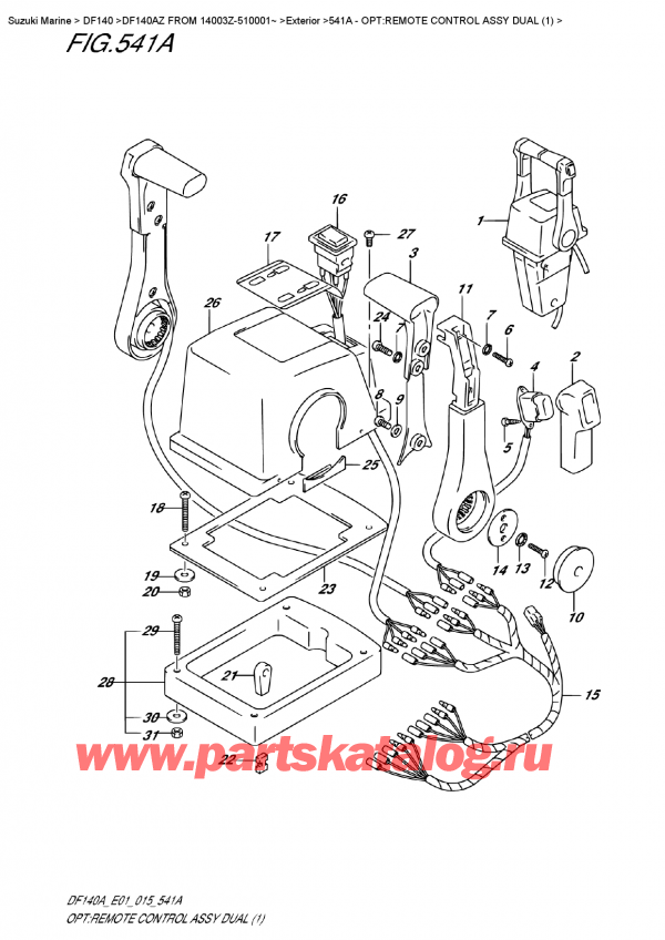  ,   , Suzuki DF140A ZL / ZX FROM 14003Z-510001~   2015 , Opt:remote  Control  Assy  Dual  (1)