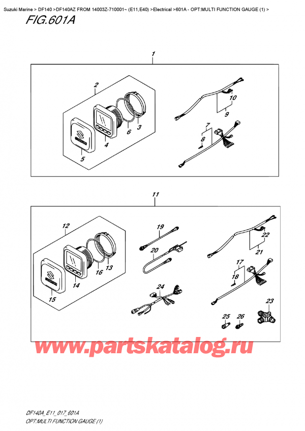   ,   , Suzuki DF140A ZL / ZX FROM 14003Z-710001~ (E11), Opt:multi  Function  Gauge  (1)