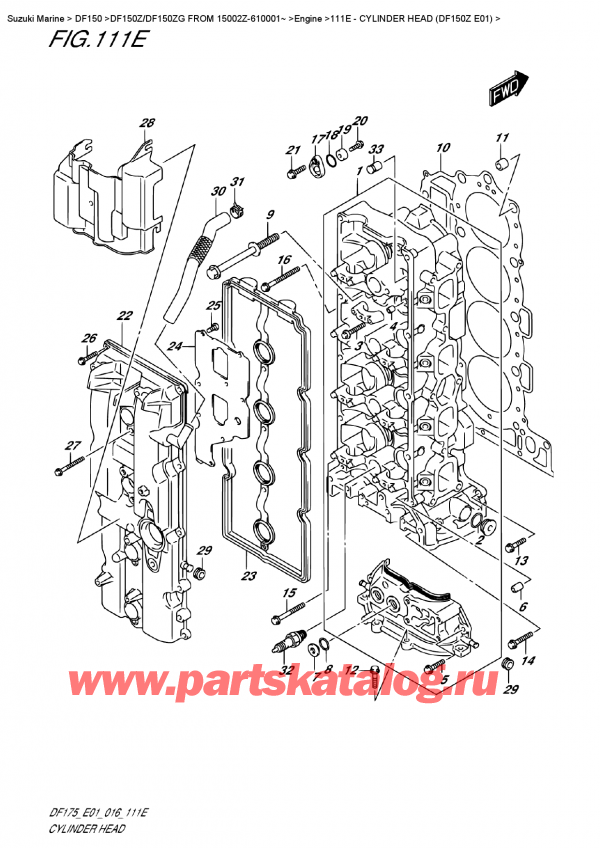 ,   , Suzuki DF150Z L/X FROM 15002Z-610001~   2016 ,    (Df150Z E01) / Cylinder Head  (Df150Z  E01)